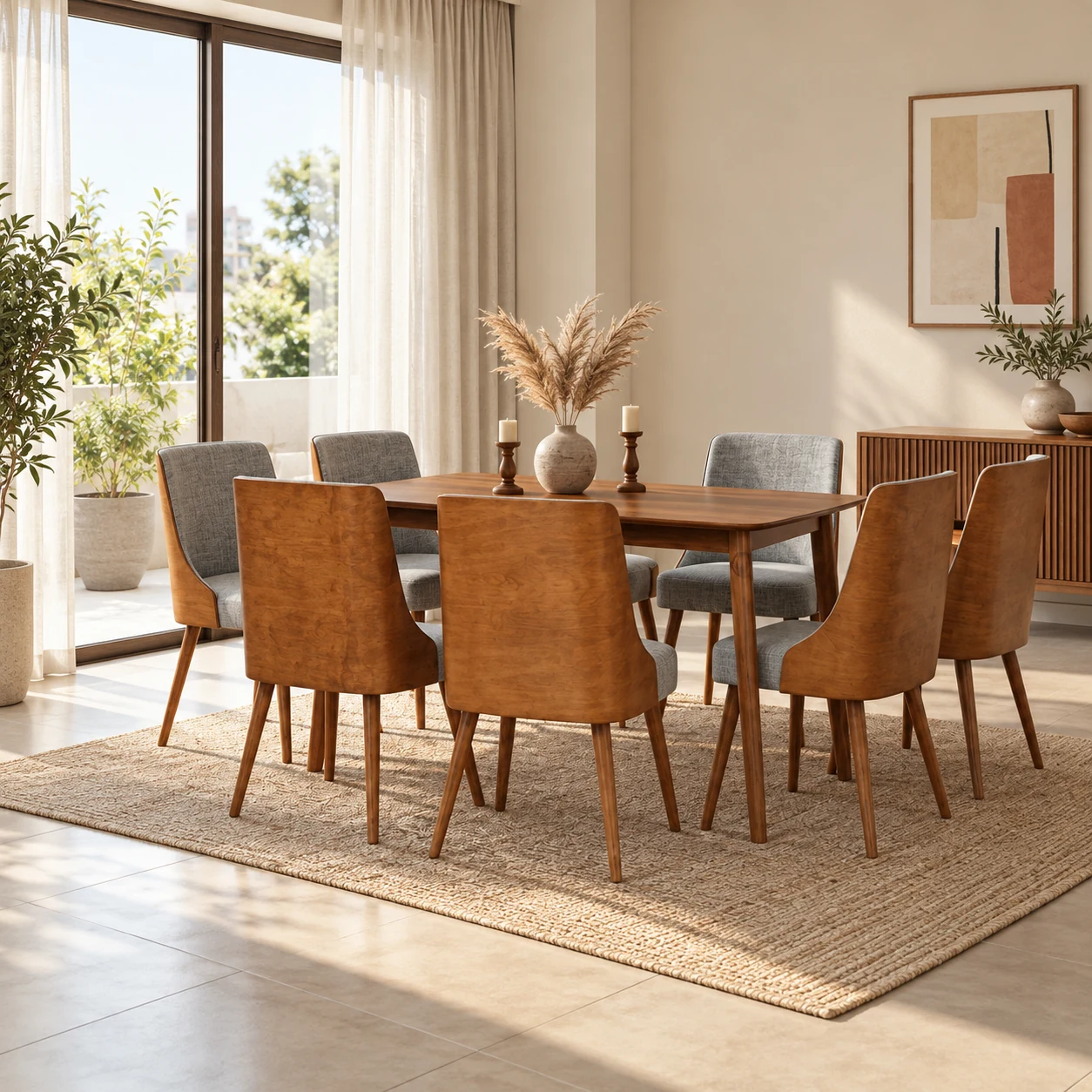 Aragon Oval Luxury Dining Table styled in a room