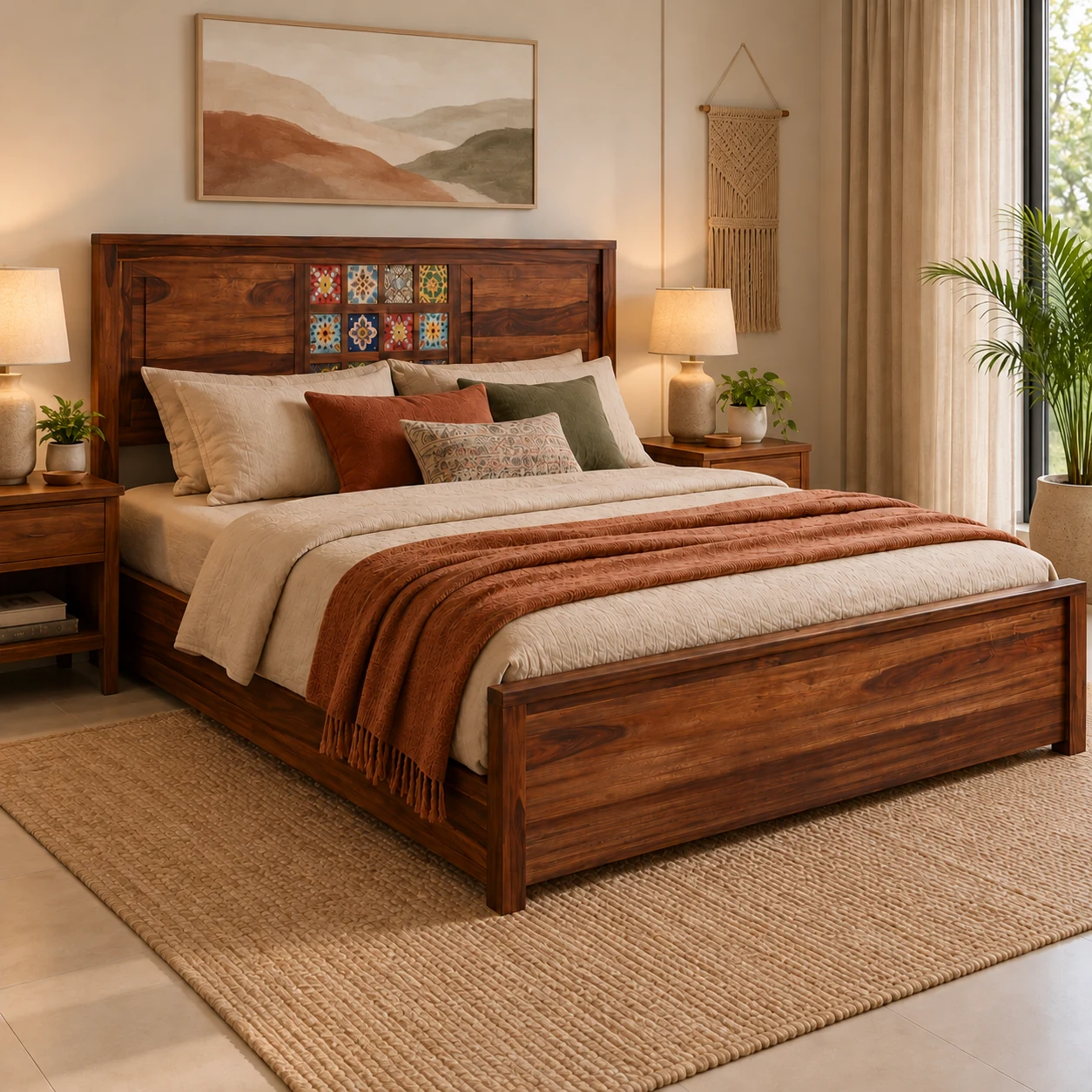 Bellagio Diamond Tufted Bed styled in a room