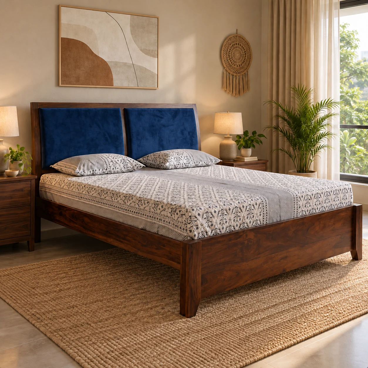 Bologna Grand King Bed styled in a room