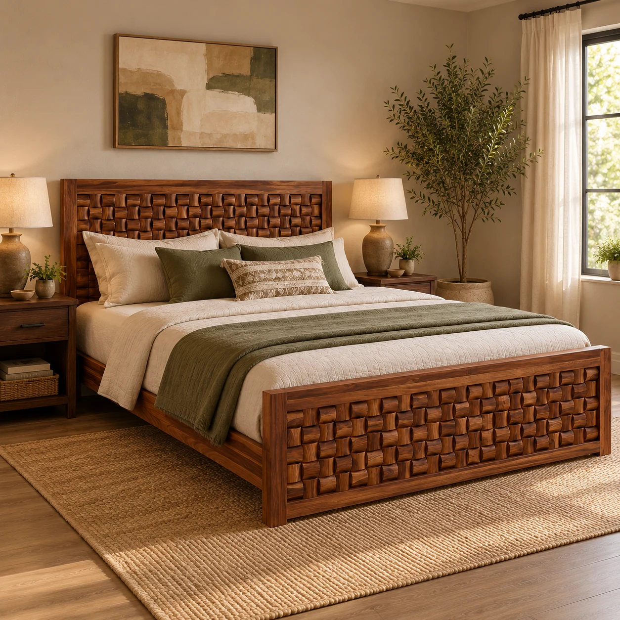 Capri Minimalist Low Bed styled in a room