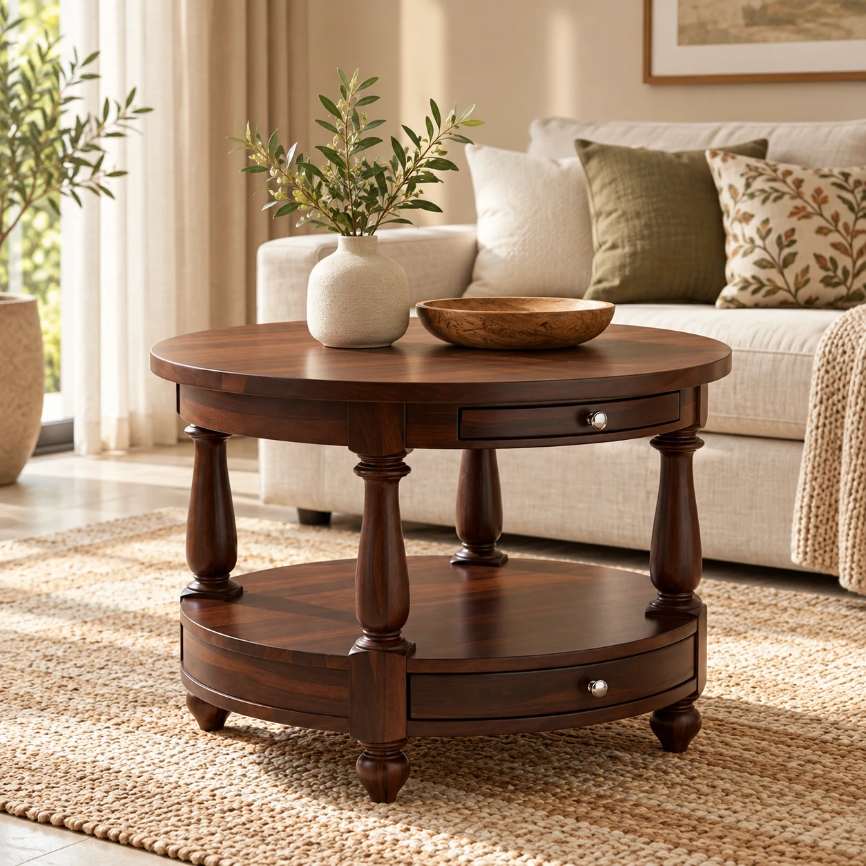 Lucerne Organic Edge Coffee Table styled in a room