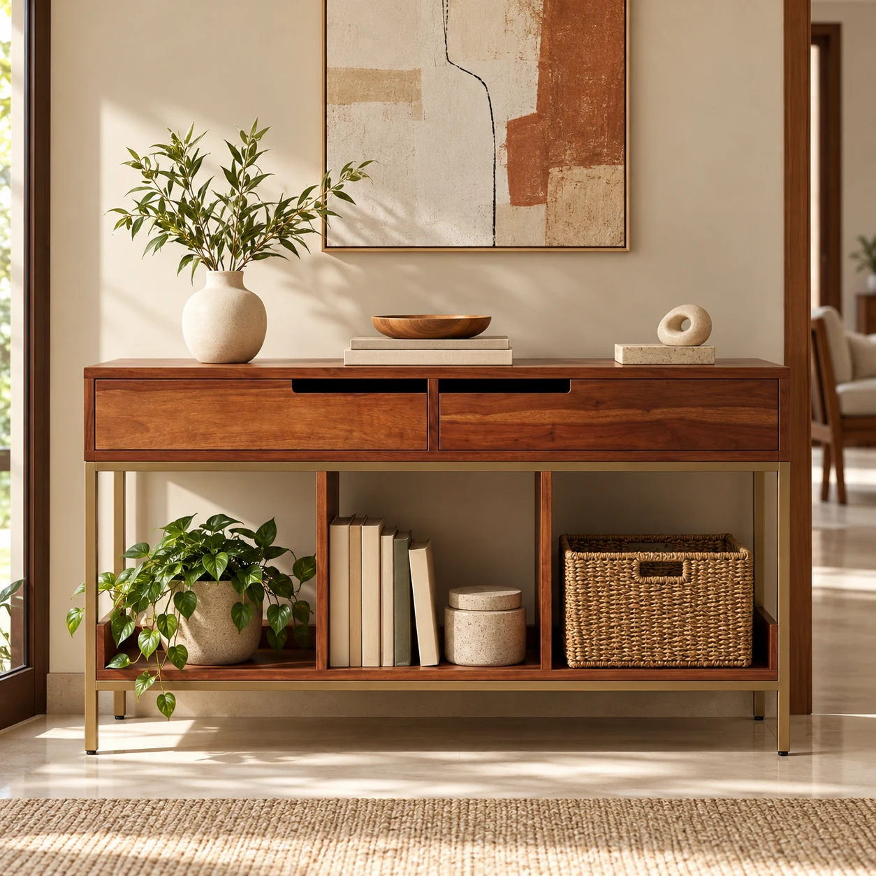 Meridian Minimalist Wall Console styled in a room