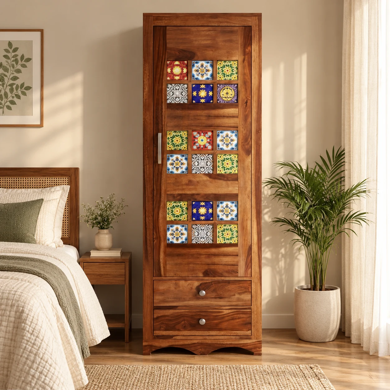 Monaco 2-Door Compact Armoire styled in a room