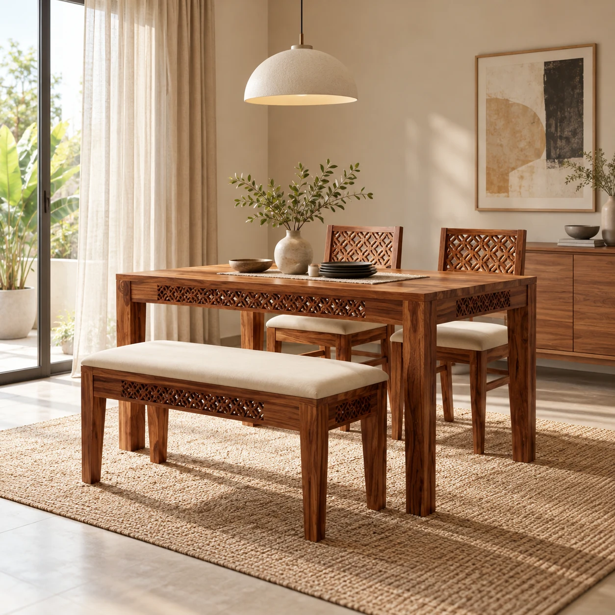 Monarch Heritage Teak Dining Suite styled in a room
