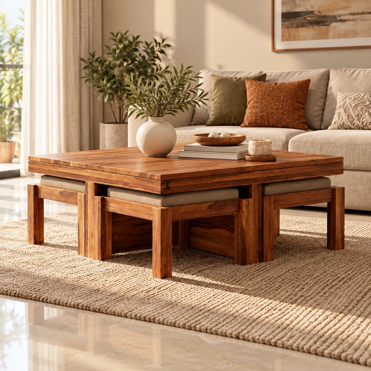 Riviera Fluted Center Table styled in a room